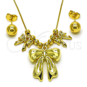 Gold Filled Ring — Necklace and Earring Bow and Ball Design Polished — main product view — SKU 155997 | Oro Laminado anillo — Necklace and Earring Bow and Ball diseño pulido — SKU 155997