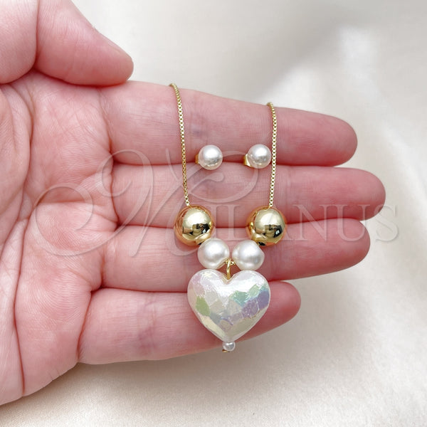 Gold Filled Ring — Necklace and Earring Heart and Ball Design with — alternate product view — SKU 155998 | Oro Laminado anillo — Necklace and Earring corazón and Ball diseño with — SKU 155998