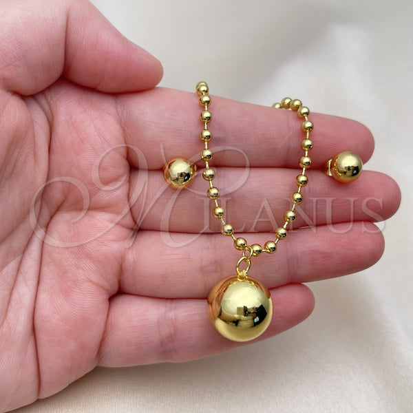 Gold Filled Ring — Earring and Pendant Adult Set Ball and Hollow — alternate product view — SKU 156005 | Oro Laminado anillo — Earring and Pendant Adult Set Ball and Hollow — SKU 156005