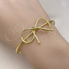 Oro Laminado Individual Bangle, Gold Filled Style Bow and Ball Design, Polished, Golden Finish, 07.417.0001 (02 MM Thickness, One size fits all)