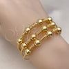 Oro Laminado Trio Bangle, Gold Filled Style Ball and Twist Design, Diamond Cutting Finish, Golden Finish, 07.170.0017.1 (02 MM Thickness, One size fits all)