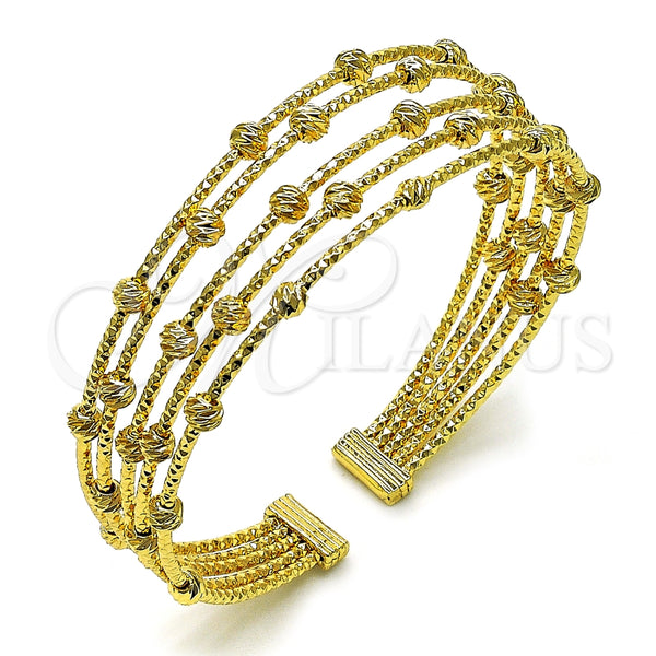 Oro Laminado Individual Bangle, Gold Filled Style Ball Design, Diamond Cutting Finish, Golden Finish, 07.170.0031 (20 MM Thickness, One size fits all)