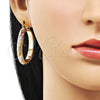 Oro Laminado Medium Hoop, Gold Filled Style Hollow Design, Diamond Cutting Finish, Tricolor, 02.170.0185.1.40