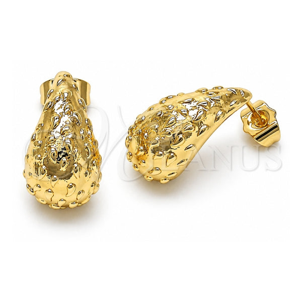 Oro Laminado Stud Earring, Gold Filled Style Teardrop Design, Polished, Golden Finish, 02.170.0446