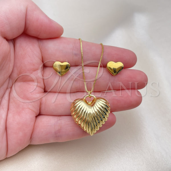 Gold Filled Ring — Earring and Pendant Adult Set Heart and Hollow — alternate product view — SKU 156020 | Oro Laminado anillo — Earring and Pendant Adult Set corazón and Hollow — SKU 156020