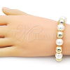 Oro Laminado Adjustable Bolo Bracelet, Gold Filled Style Ball and Rat Tail Design, with Ivory Pearl, Polished, Golden Finish, 03.417.0003.11 (12 MM Thickness, 11 Inches Length)
