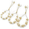 Oro Laminado Adjustable Bolo Bracelet, Gold Filled Style Ball and Rat Tail Design, with Ivory Pearl, Polished, Golden Finish, 03.417.0003.11 (12 MM Thickness, 11 Inches Length)