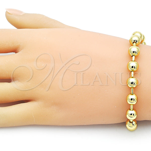 Gold Filled Bracelet — Adjustable Bolo Bracelet Ball and Box Design with — alternate product view — SKU 156029 | Oro Laminado brazalete — Adjustable Bolo Bracelet Ball and Box diseño with — SKU 156029
