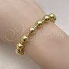 Oro Laminado Adjustable Bolo Bracelet, Gold Filled Style Ball and Box Design, with White Cubic Zirconia, Polished, Golden Finish, 03.417.0005.11 (08 MM Thickness, 11 Inches Length)