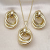 Oro Laminado Earring and Pendant Adult Set, Gold Filled Style Love Knot and Hollow Design, Polished, Golden Finish, 10.213.0018