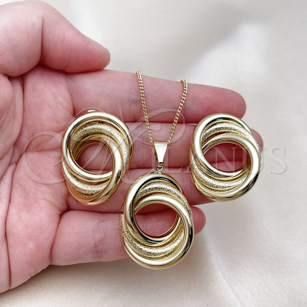 Gold Filled Ring — Earring and Pendant Adult Set Hollow and Love — alternate product view — SKU 156038 | Oro Laminado anillo — Earring and Pendant Adult Set Hollow and Love — SKU 156038