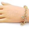 Oro Laminado Charm Bracelet, Gold Filled Style Rolo Design, Diamond Cutting Finish, Golden Finish, 03.331.0301.08 (09 MM Thickness, 8 Inches Length)