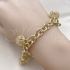 Oro Laminado Charm Bracelet, Gold Filled Style Rolo Design, Diamond Cutting Finish, Golden Finish, 03.331.0301.08 (09 MM Thickness, 8 Inches Length)