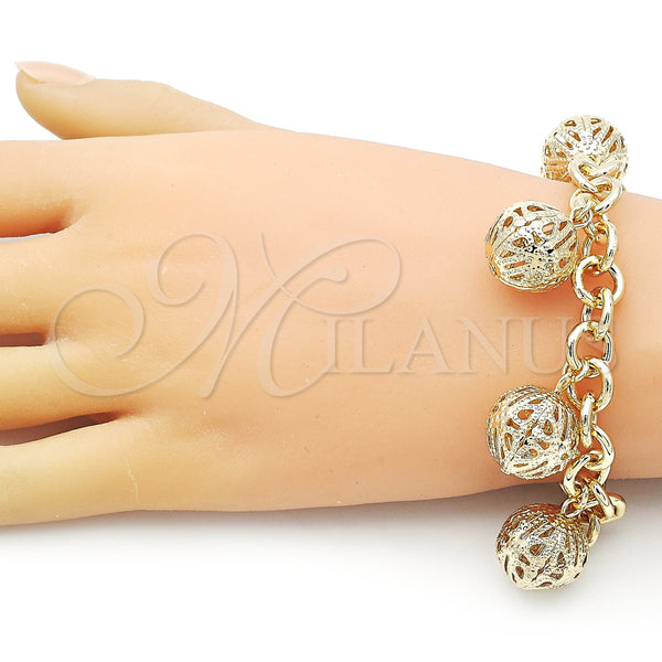 Gold Filled Bracelet — Charm Bracelet Rolo and Ball Design Polished 03. — alternate product view — SKU 156041 | Oro Laminado brazalete — Charm Bracelet Rolo and Ball diseño pulido 03. — SKU 156041