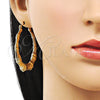 Oro Laminado Large Hoop, Gold Filled Style Bamboo and Hollow Design, Polished, Golden Finish, 02.60.0149.50