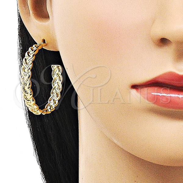 Gold Filled Hoop Earrings — Medium Hoop Twist Design Polished 02. — alternate product view — SKU 156044 | Oro Laminado aretes de aro — Medium Hoop Twist diseño pulido 02. — SKU 156044