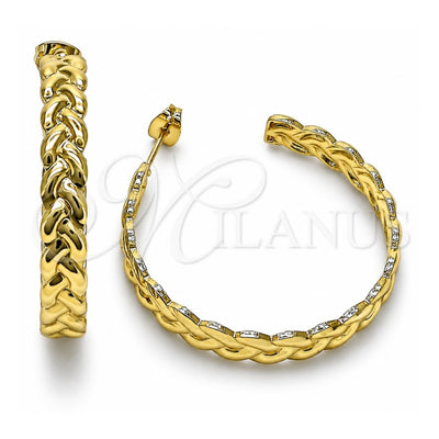 Oro Laminado Medium Hoop, Gold Filled Style Twist Design, Polished, Golden Finish, 02.213.0687.40