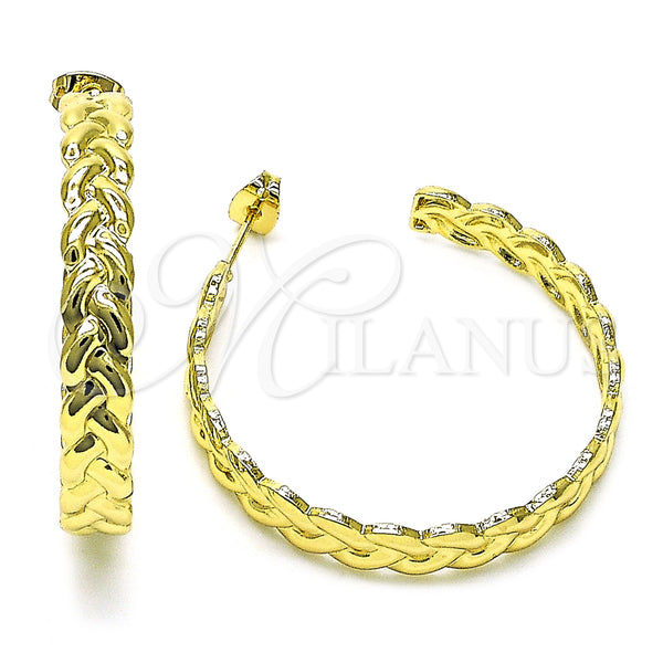 Gold Filled Hoop Earrings — Medium Hoop Twist Design Polished 02. — main product view — SKU 156044 | Oro Laminado aretes de aro — Medium Hoop Twist diseño pulido 02. — SKU 156044