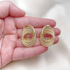 Oro Laminado Stud Earring, Gold Filled Style Twist Design, Polished, Golden Finish, 02.213.0690