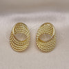 Oro Laminado Stud Earring, Gold Filled Style Twist Design, Polished, Golden Finish, 02.213.0690