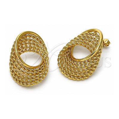 Oro Laminado Stud Earring, Gold Filled Style Twist Design, Polished, Golden Finish, 02.213.0690