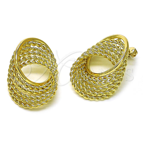 Oro Laminado Stud Earring, Gold Filled Style Twist Design, Polished, Golden Finish, 02.213.0690
