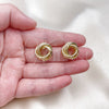 Oro Laminado Stud Earring, Gold Filled Style Love Knot Design, Polished, Golden Finish, 02.213.0692