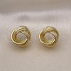 Oro Laminado Stud Earring, Gold Filled Style Love Knot Design, Polished, Golden Finish, 02.213.0692