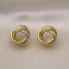 Oro Laminado Stud Earring, Gold Filled Style Love Knot Design, Polished, Golden Finish, 02.213.0692