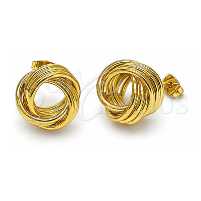 Oro Laminado Stud Earring, Gold Filled Style Love Knot Design, Polished, Golden Finish, 02.213.0692