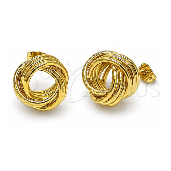 Oro Laminado Stud Earring, Gold Filled Style Love Knot Design, Polished, Golden Finish, 02.213.0692