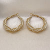 Oro Laminado Medium Hoop, Gold Filled Style Twist and Filigree Design, with White Crystal, Polished, Golden Finish, 02.170.0457.30