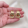 Oro Laminado Stud Earring, Gold Filled Style Love Knot and Twist Design, Polished, Golden Finish, 02.170.0461