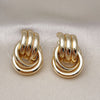 Oro Laminado Stud Earring, Gold Filled Style Love Knot and Twist Design, Polished, Golden Finish, 02.170.0461