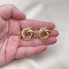 Oro Laminado Stud Earring, Gold Filled Style Chunky and Twist Design, Polished, Golden Finish, 02.170.0462