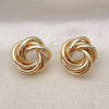 Oro Laminado Stud Earring, Gold Filled Style Chunky and Twist Design, Polished, Golden Finish, 02.170.0462