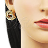 Oro Laminado Stud Earring, Gold Filled Style Love and Twist Design, Polished, Golden Finish, 02.170.0462