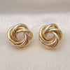 Oro Laminado Stud Earring, Gold Filled Style Love and Twist Design, Polished, Golden Finish, 02.170.0462