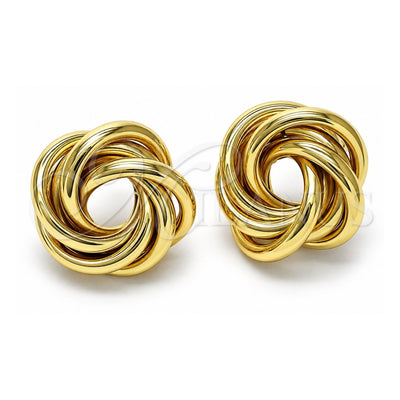 Oro Laminado Stud Earring, Gold Filled Style Love and Twist Design, Polished, Golden Finish, 02.170.0462
