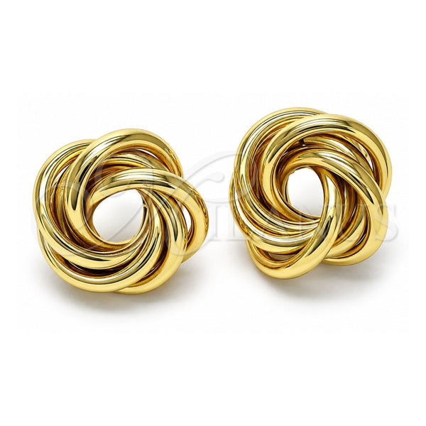 Oro Laminado Stud Earring, Gold Filled Style Love and Twist Design, Polished, Golden Finish, 02.170.0462