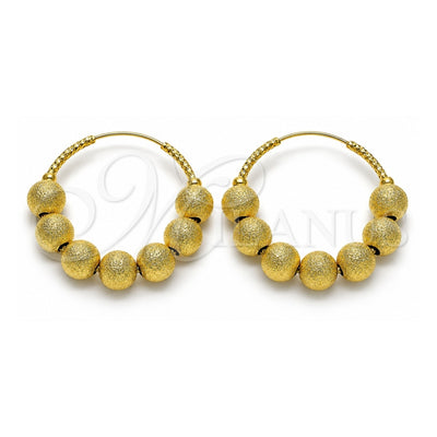 Oro Laminado Medium Hoop, Gold Filled Style Ball and Hollow Design, Matte Finish, Golden Finish, 02.170.0463.35