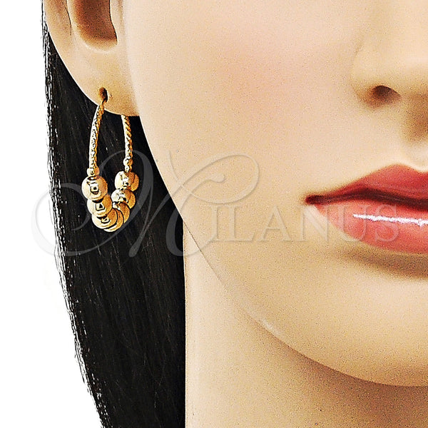 Gold Filled Hoop Earrings — Medium Hoop Ball and Hollow Design Polished 02. — alternate product view — SKU 156063 | Oro Laminado aretes de aro — Medium Hoop Ball and Hollow diseño pulido 02. — SKU 156063
