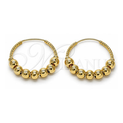 Oro Laminado Medium Hoop, Gold Filled Style Ball and Hollow Design, Polished, Golden Finish, 02.170.0435.30