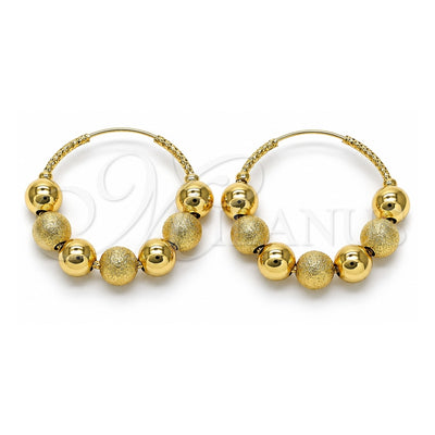 Oro Laminado Medium Hoop, Gold Filled Style Ball and Hollow Design, Matte Finish, Golden Finish, 02.170.0464.35