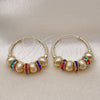 Oro Laminado Medium Hoop, Gold Filled Style Ball and Hollow Design, with Multicolor Crystal, Diamond Cutting Finish, Golden Finish, 02.170.0465.30