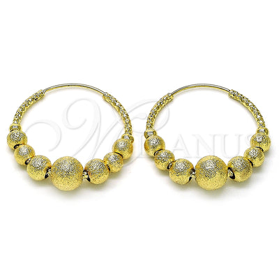 Gold Filled Hoop Earrings — Medium Hoop Ball and Hollow Design Matte 02. for wholesale, main product view