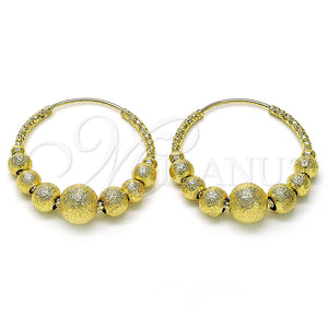 Gold Filled Hoop Earrings — Medium Hoop Ball and Hollow Design Matte 02. — main product view — SKU 156066 | Oro Laminado aretes de aro — Medium Hoop Ball and Hollow diseño Matte 02. — SKU 156066