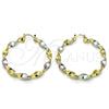 Oro Laminado Large Hoop, Gold Filled Style Twist Design, Polished, Tricolor, 02.170.0466.50