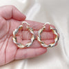 Oro Laminado Medium Hoop, Gold Filled Style Twist and Hollow Design, Polished, Tricolor, 02.170.0467.40