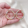 Oro Laminado Medium Hoop, Gold Filled Style Twist Design, Matte Finish, Tricolor, 02.170.0473.40
